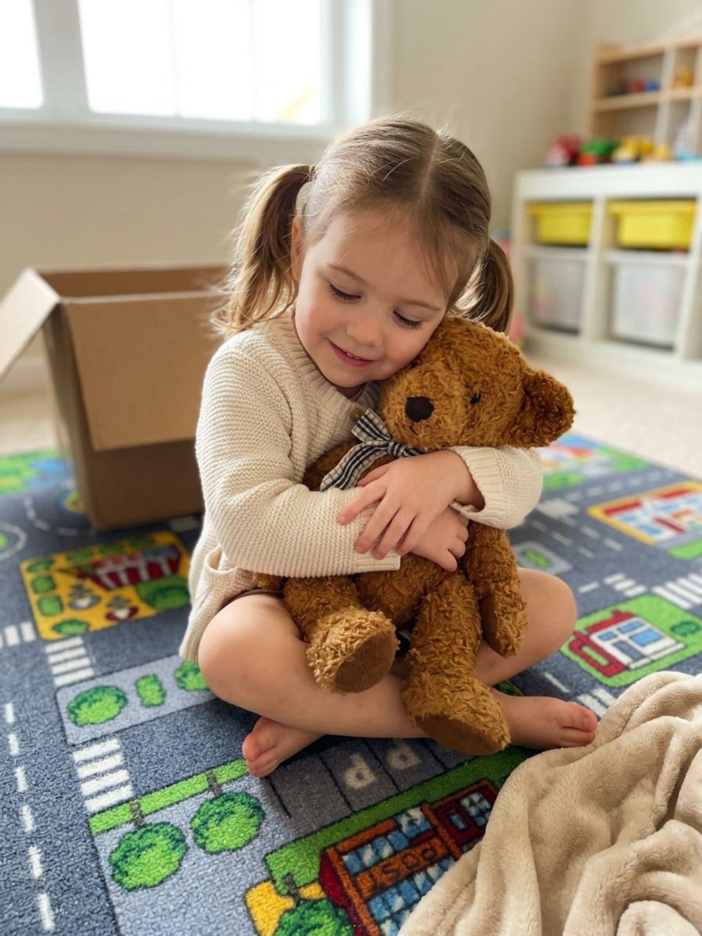 Russ Berrie Brown Teddy Bear Plush with Plaid Bow